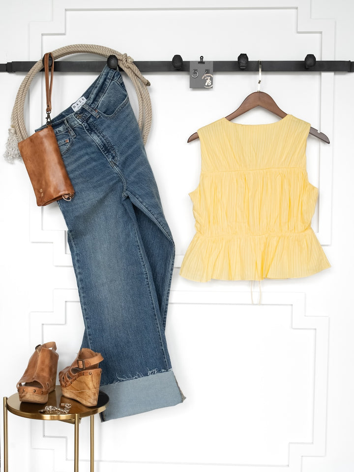 Bella Villa Yellow Tie Front Top