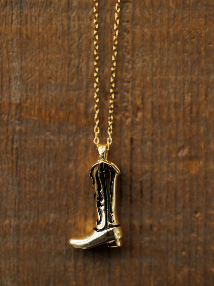 Gold Cowgirl Boot Necklace