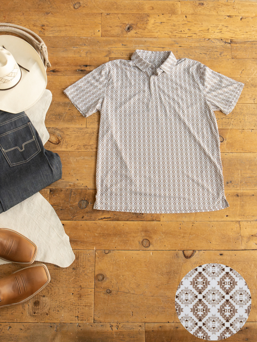 Bozeman Ariat Men's White Southwest Polo