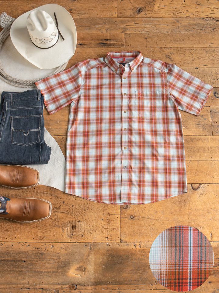 Hoffman Ariat Men's Burnt Orange Plaid Button Up