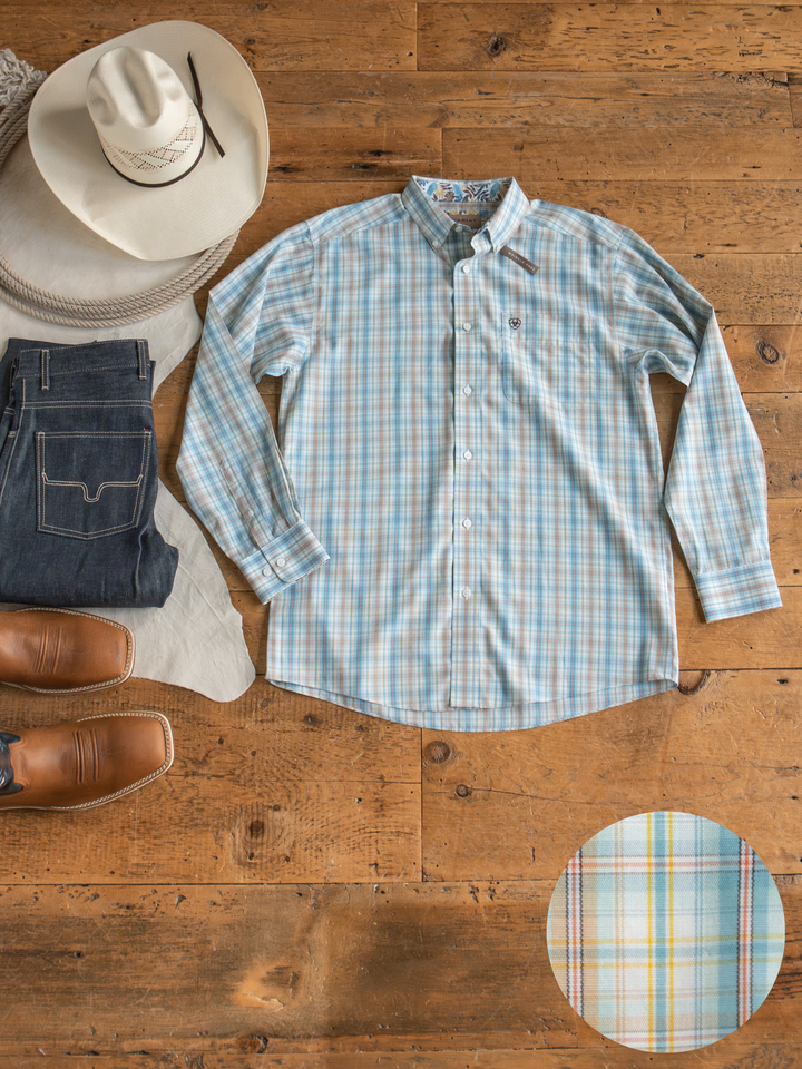 Bowmont Men's Ariat Blue Plaid Button Up