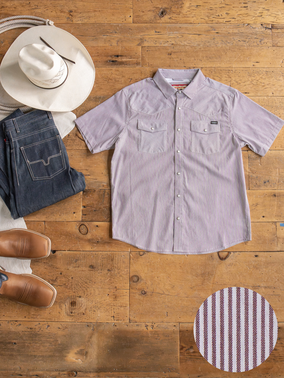 Cutler Cinch Men's Pinstripe Pearl Snap