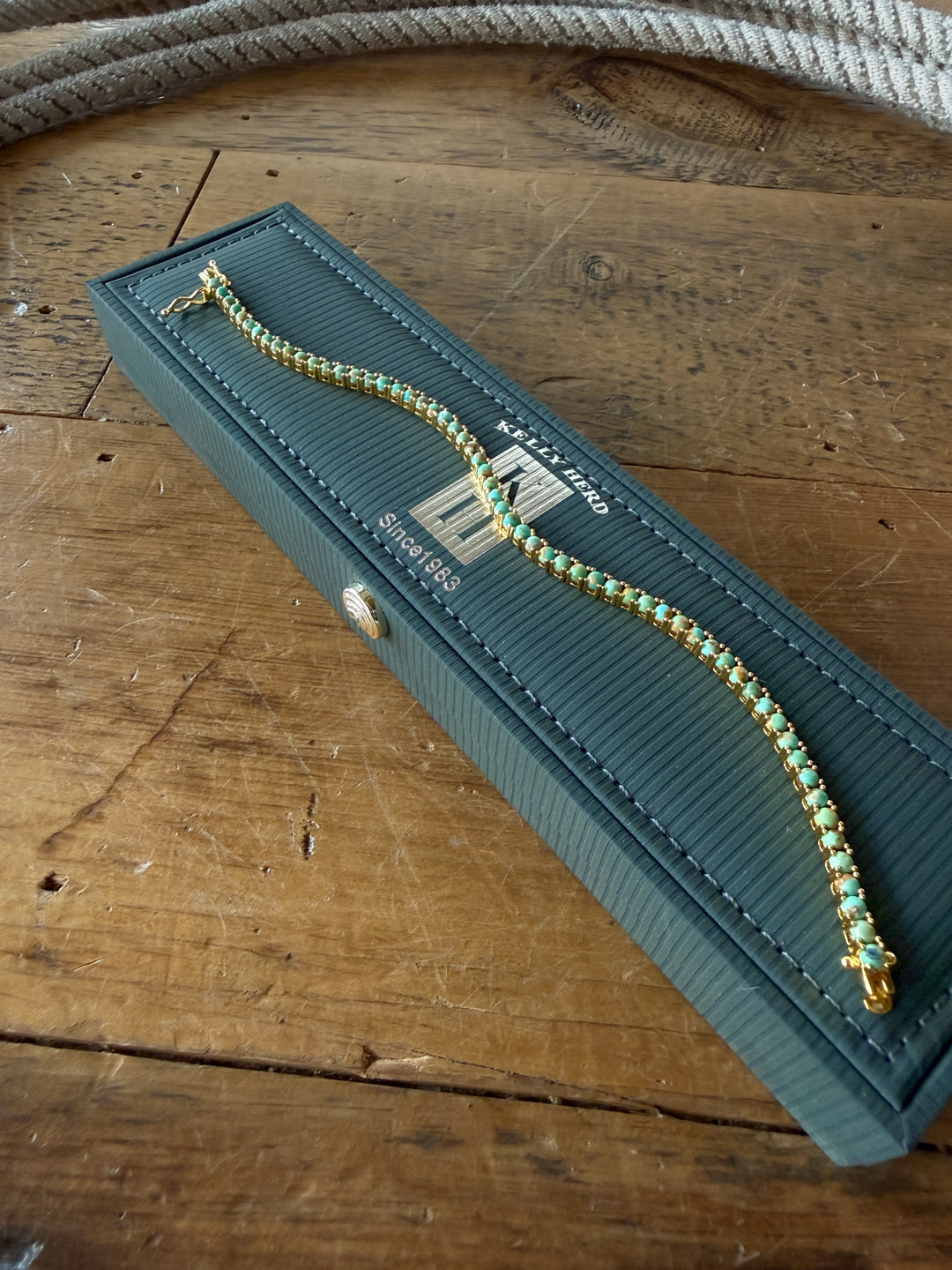 Kingman Turquoise Gold Tennis Bracelet