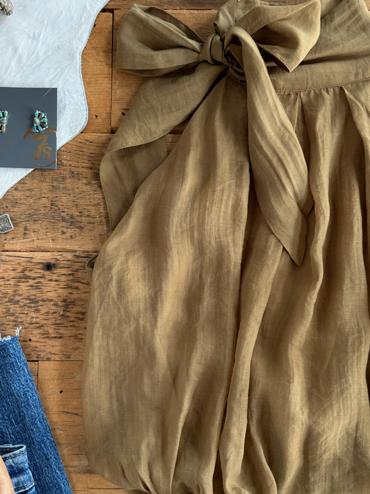 Talmage Olive Tencel Halter Neck Top