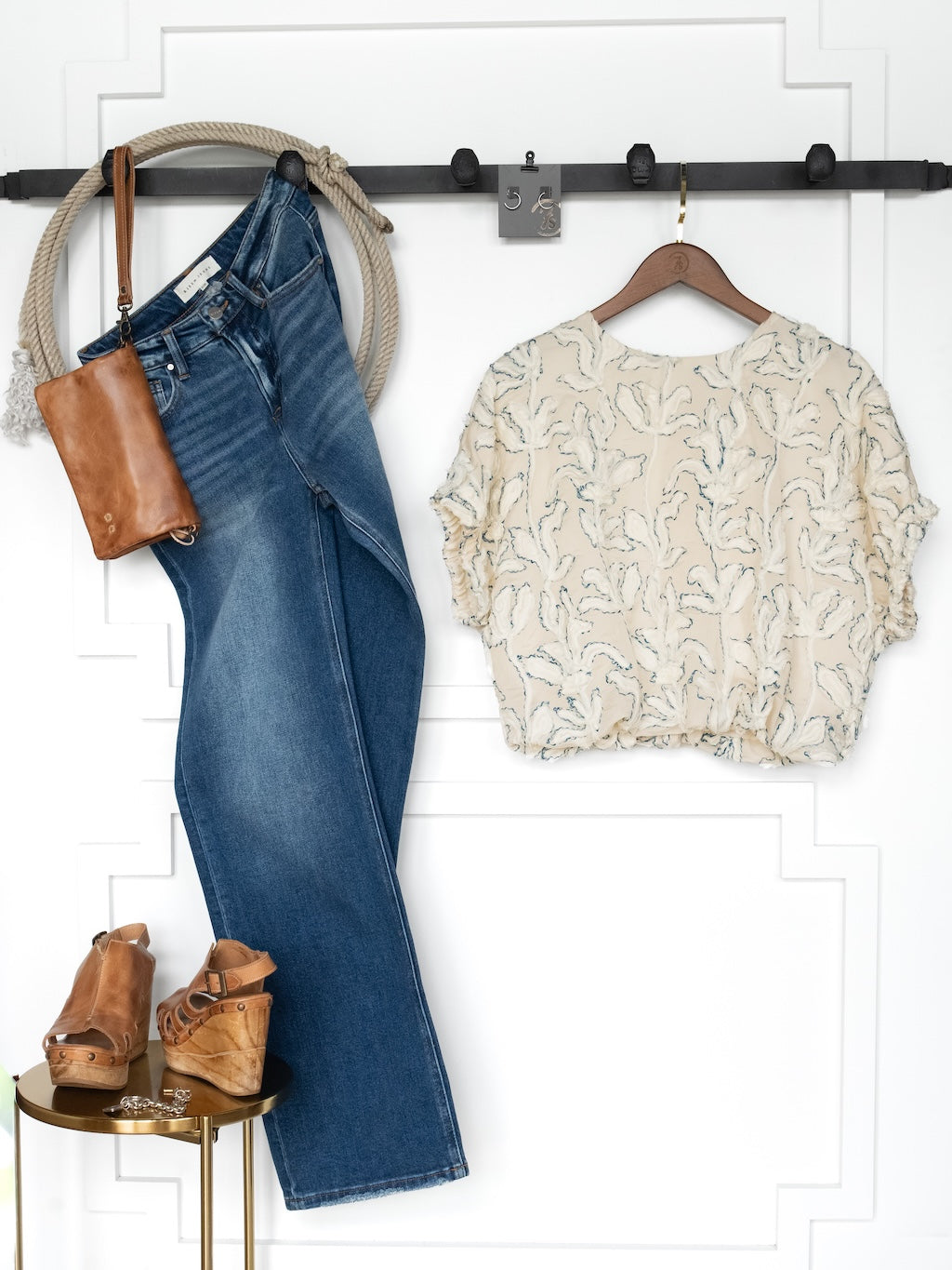 Clare Textured Floral Bubble Hem Top