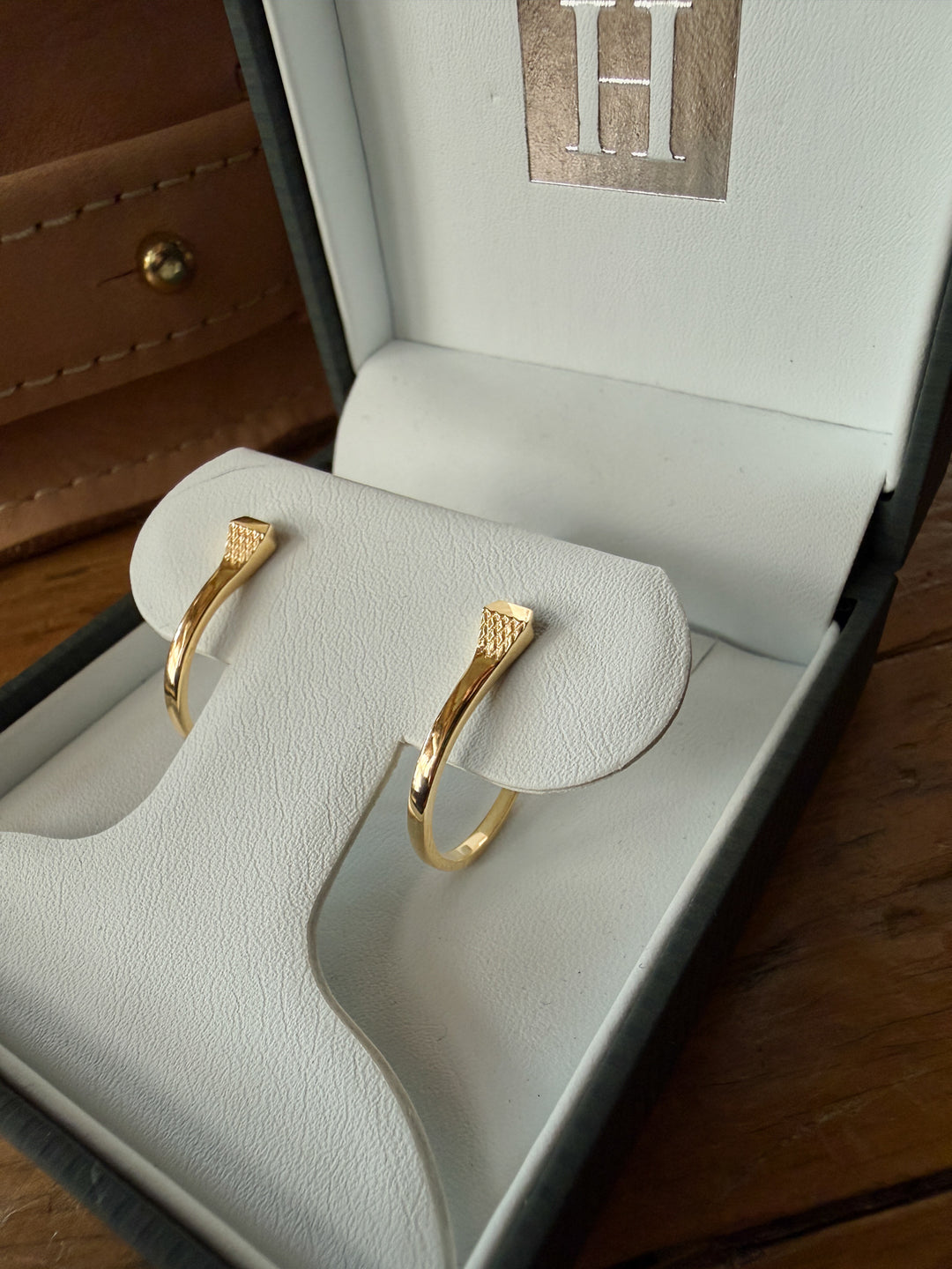 Ponca City Solid Gold Nail Hoop Earrings