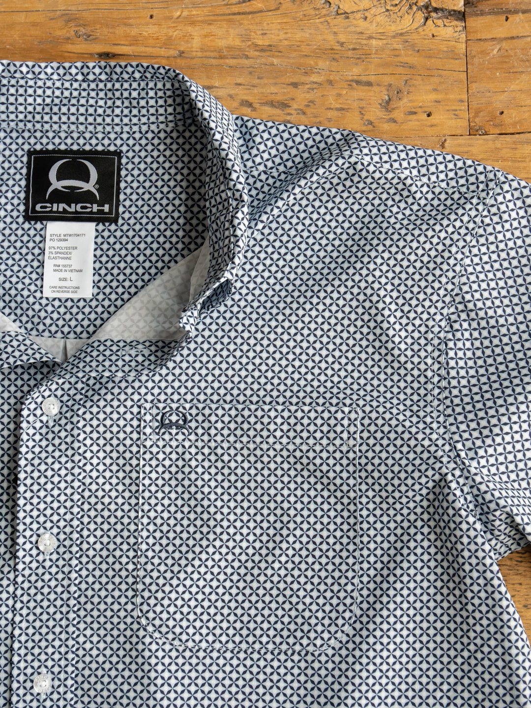 Dade Cinch Men's Navy Southwest Button up