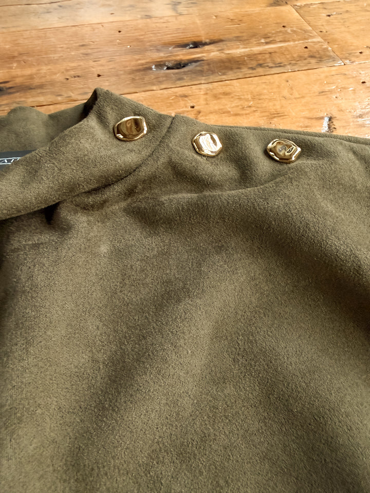 Seminole Olive Faux Suede Top