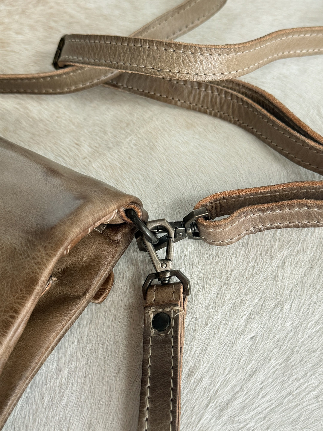 Roca Stone Leather Crossbody Wristlet