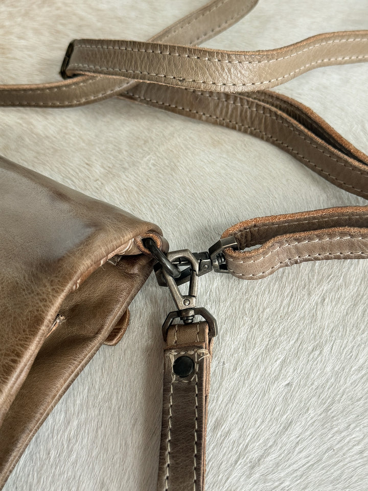 Roca Stone Leather Crossbody Wristlet