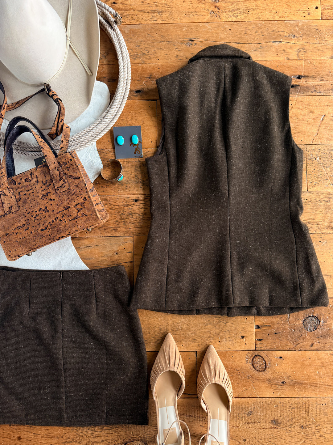 Armona Chocolate Twill Vest Set