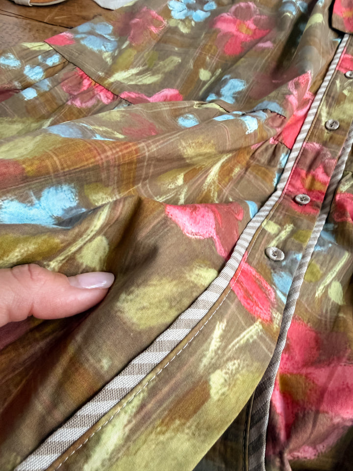 Pensacola Olive Floral Midi Dress