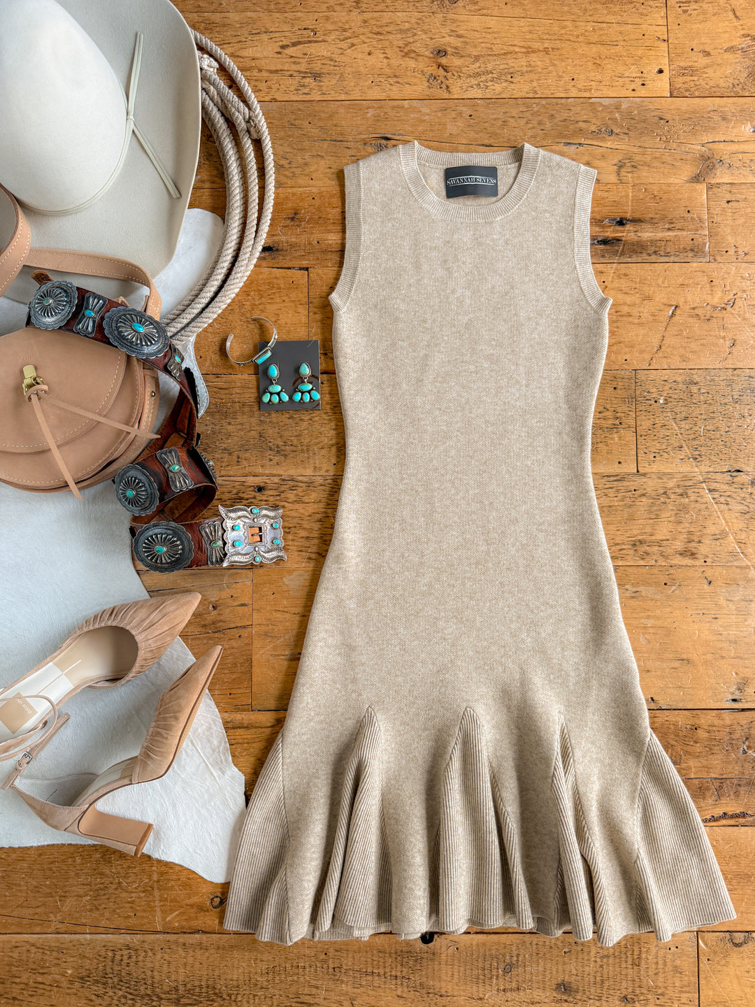 Wynona Oatmeal Sleeveless Dress