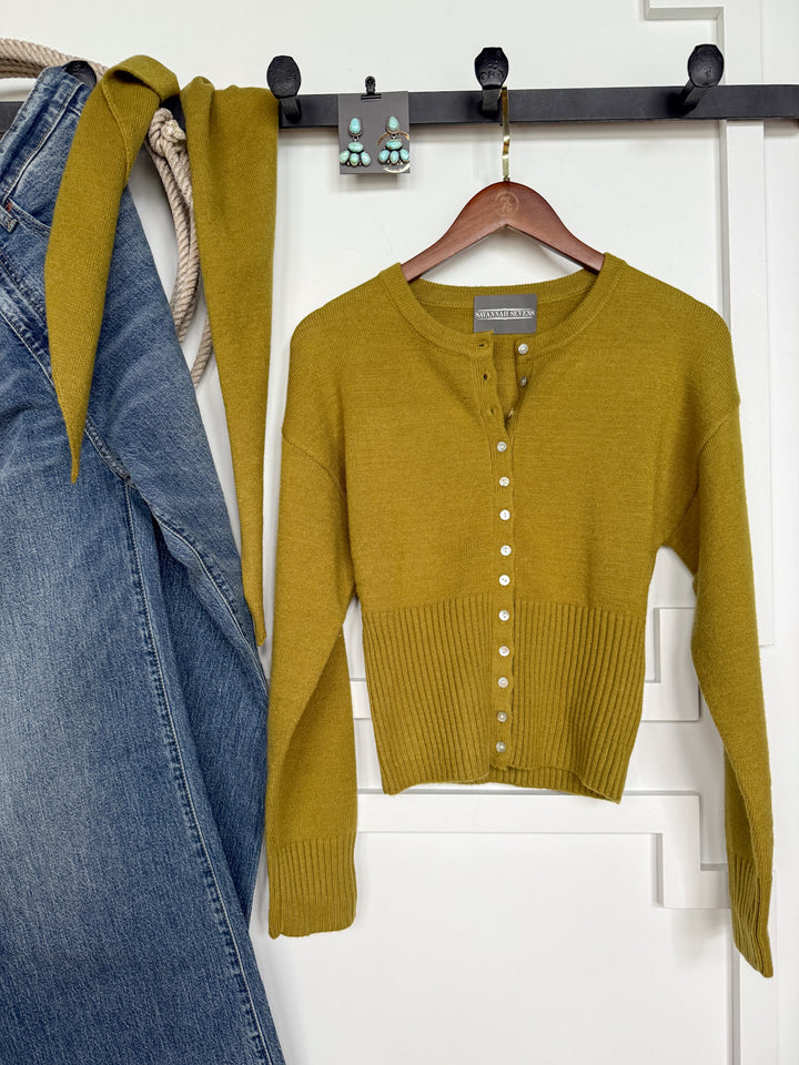 Lindsborg Chartreuse Button Up Cardigan