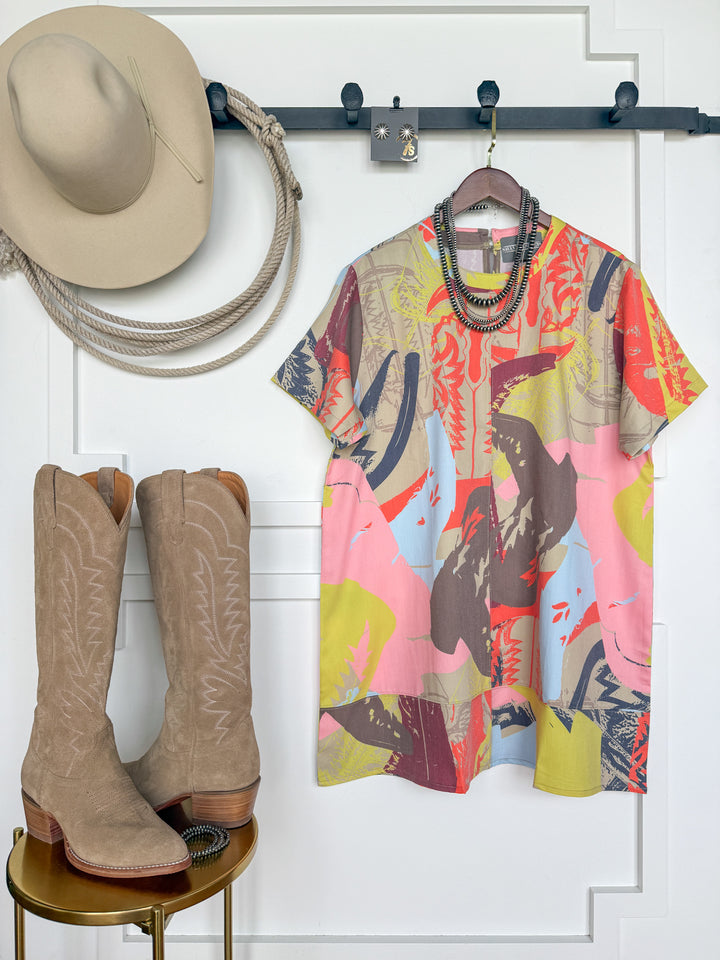 Wanette Abstract Boot Graphic Dress