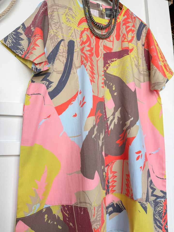 Wanette Abstract Boot Graphic Dress