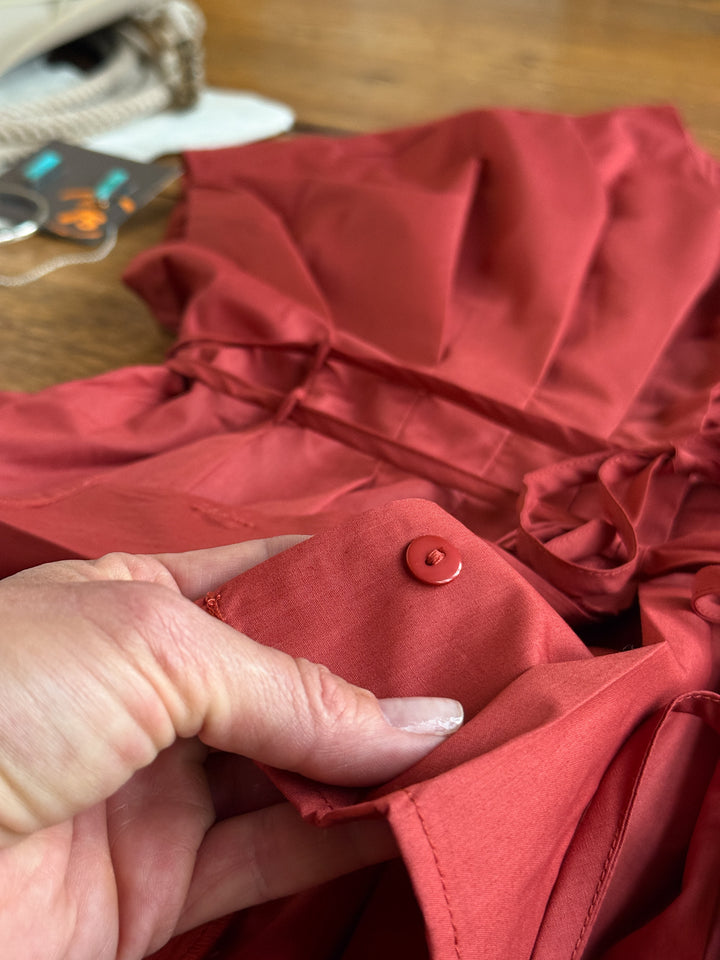 Keota Terracotta Red Pleat Top