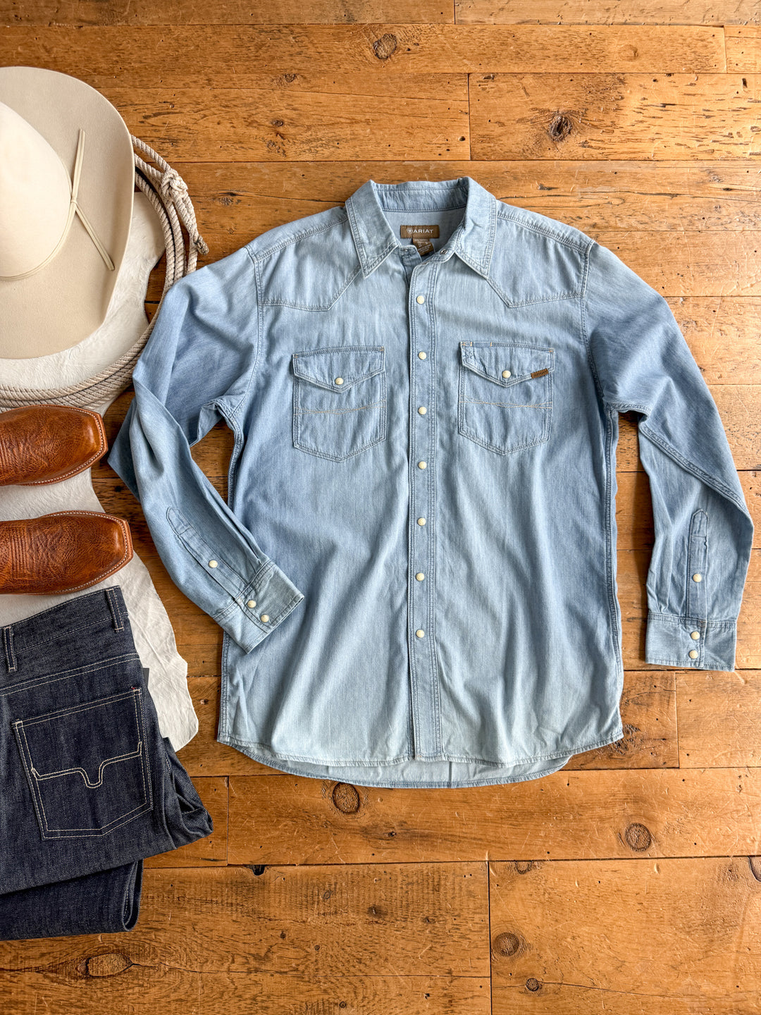 Davidson Ariat Men's Denim Pearl Snap