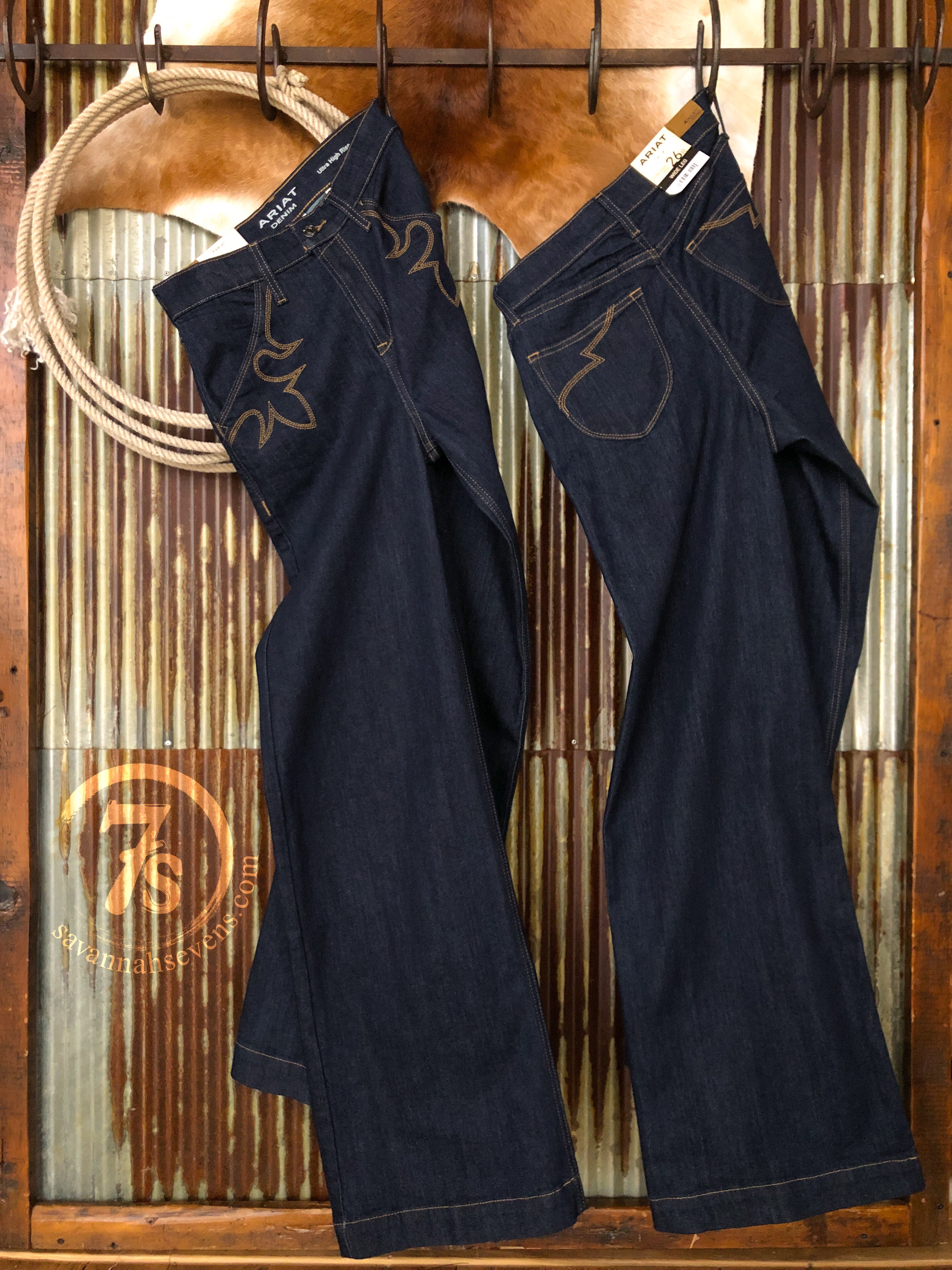 Washed Denim High Rise Wide Jeans