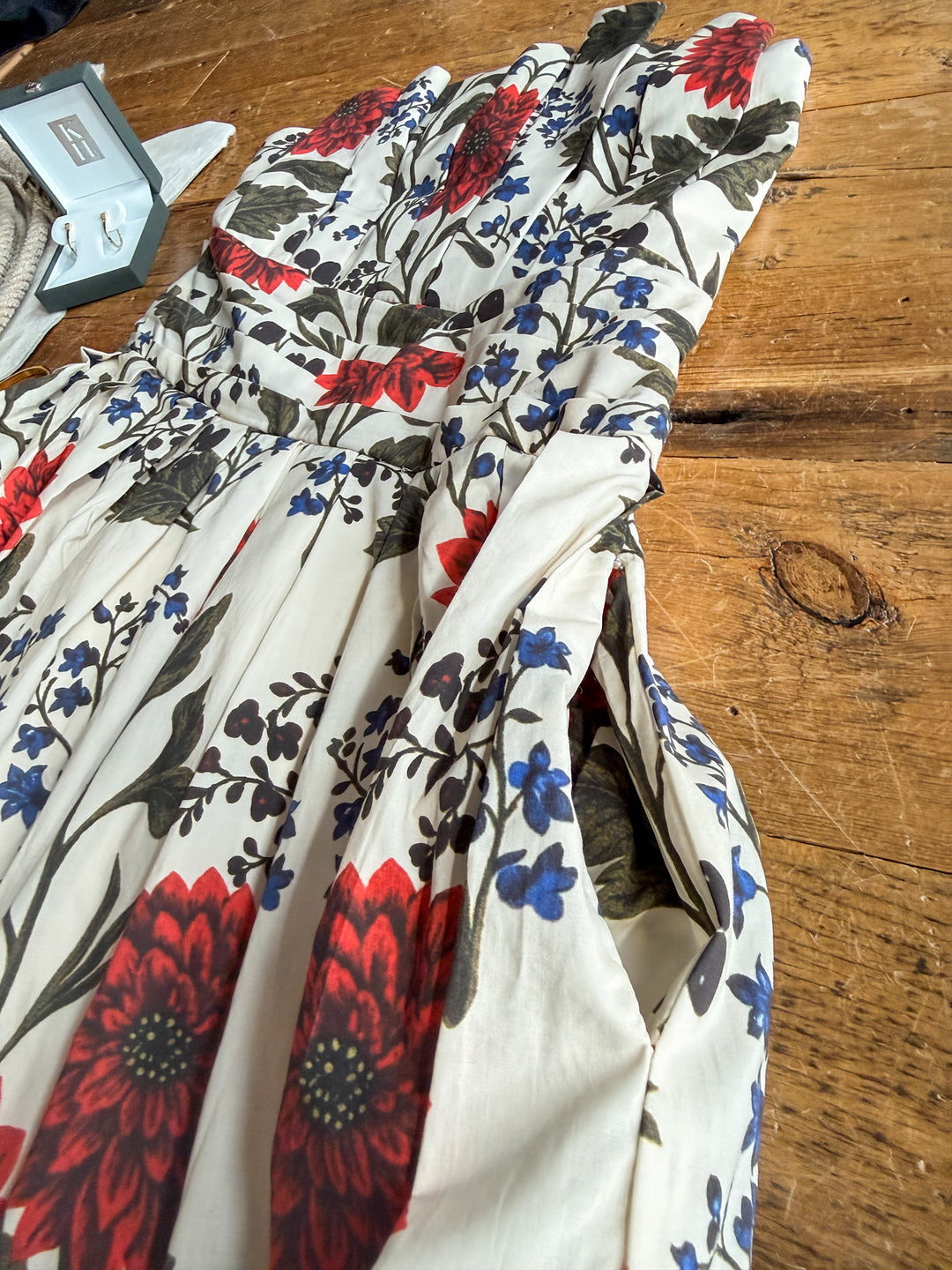 Coppell Cream Floral Strapless Dress