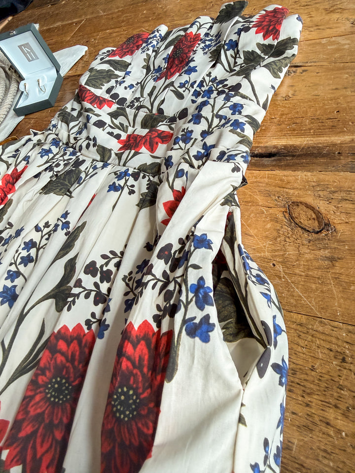 Coppell Cream Floral Strapless Dress