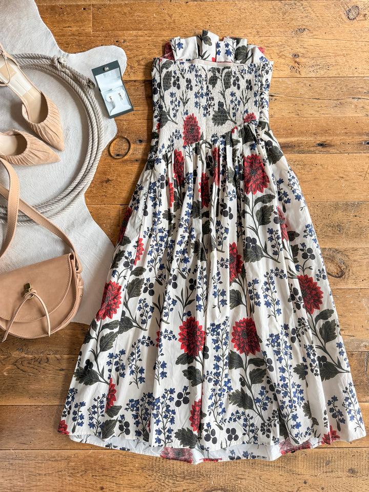 Coppell Cream Floral Strapless Dress