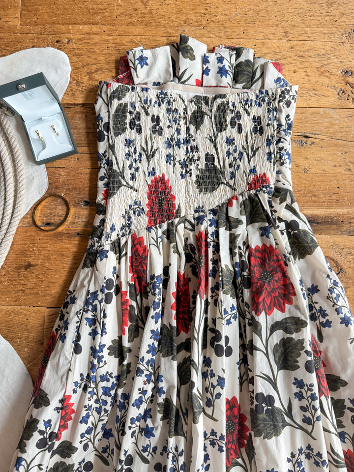 Coppell Cream Floral Strapless Dress