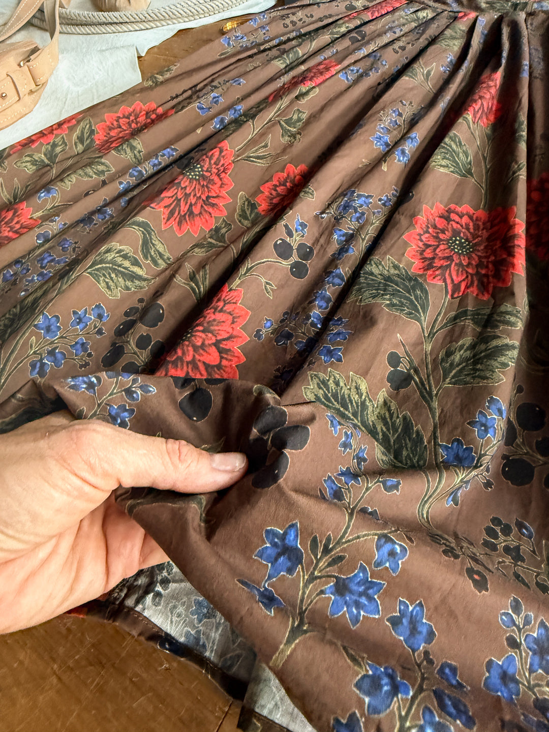 Coppell Brown Floral Strapless Dress