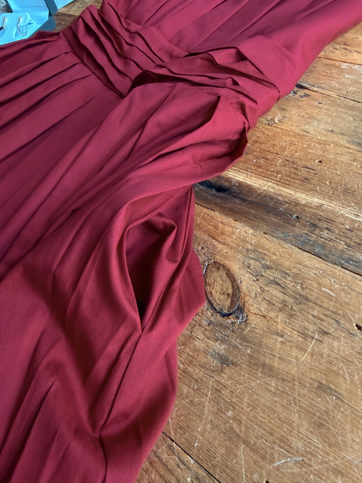 Coppell Maroon Strapless Pleat Dress