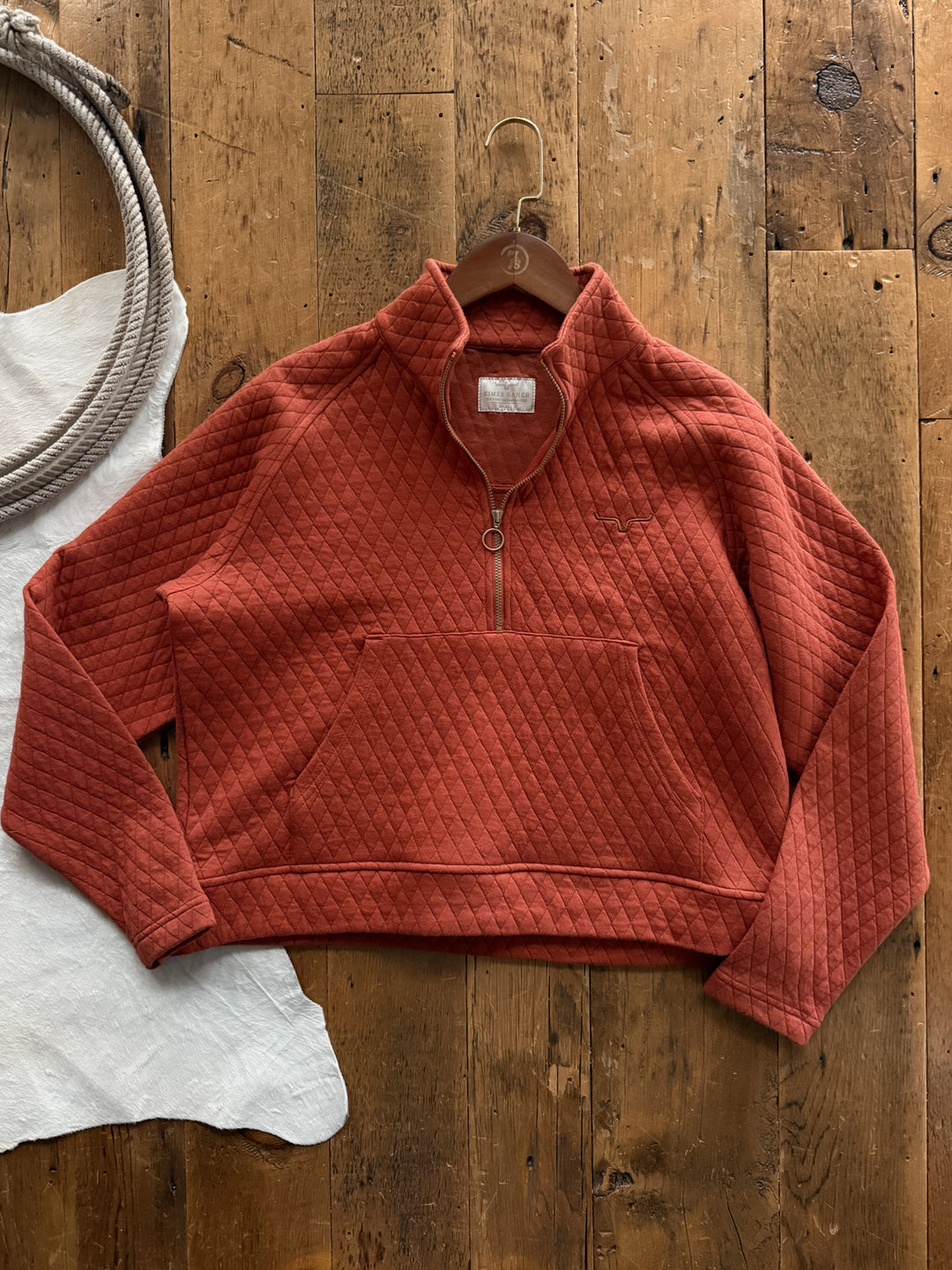 Caddo Rust Quilted Pullover