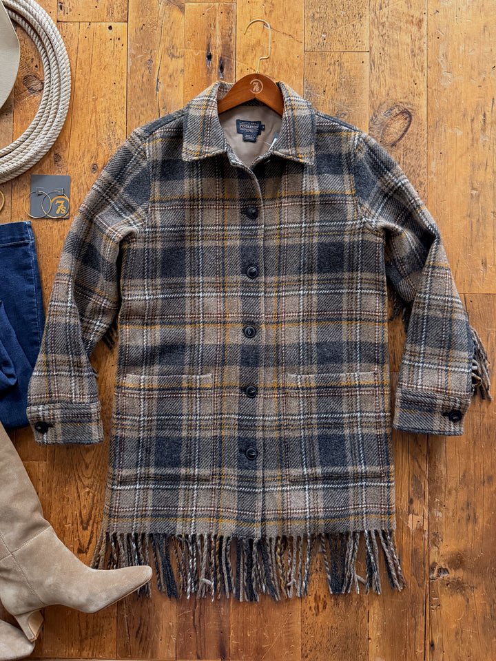 Jolene Plaid Fringe Wool Jacket
