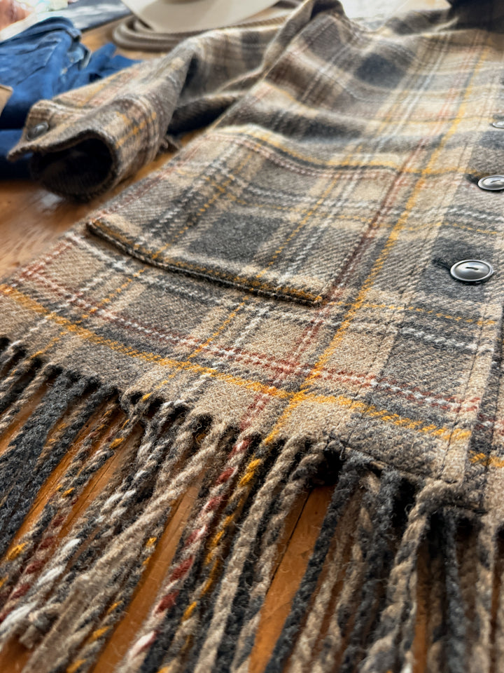 Jolene Plaid Fringe Wool Jacket