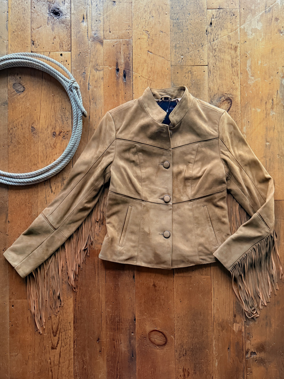 Pawnee Camel Suede Fringe Jacket