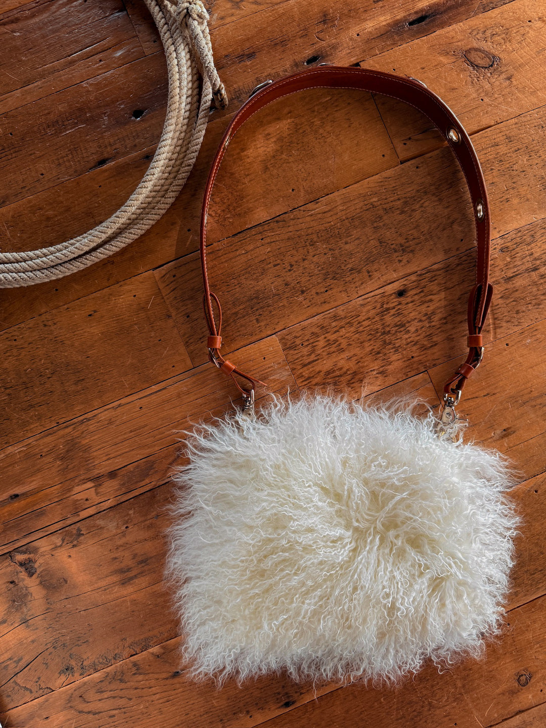 Maricopa White Tibetan Lamb Muff Bag