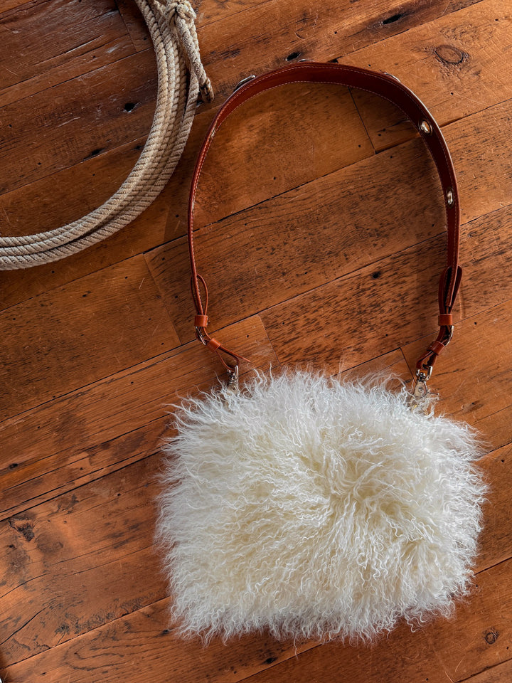 Maricopa White Tibetan Lamb Muff Bag