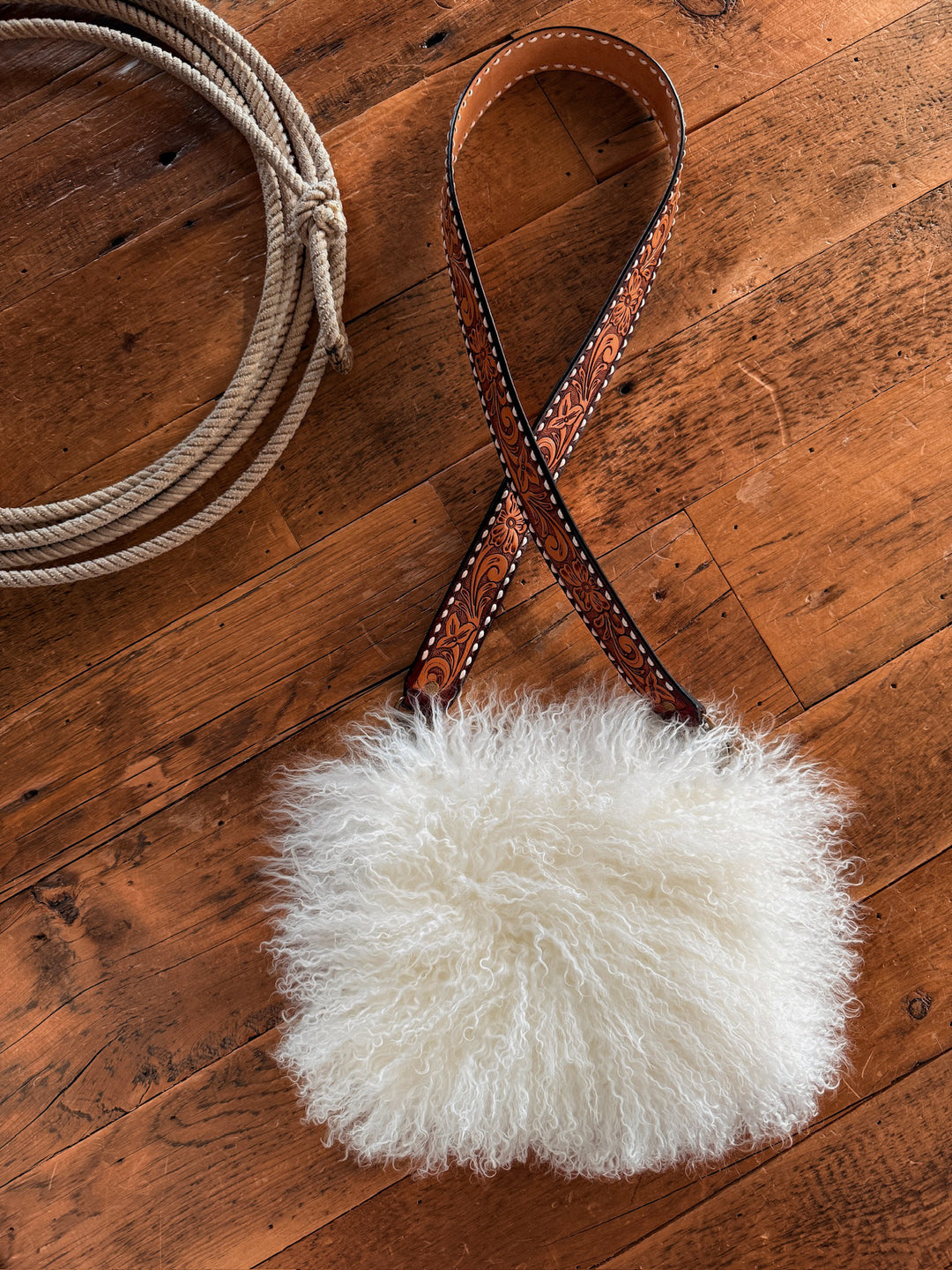 Portola White Tibetan Lamb Muff Bag