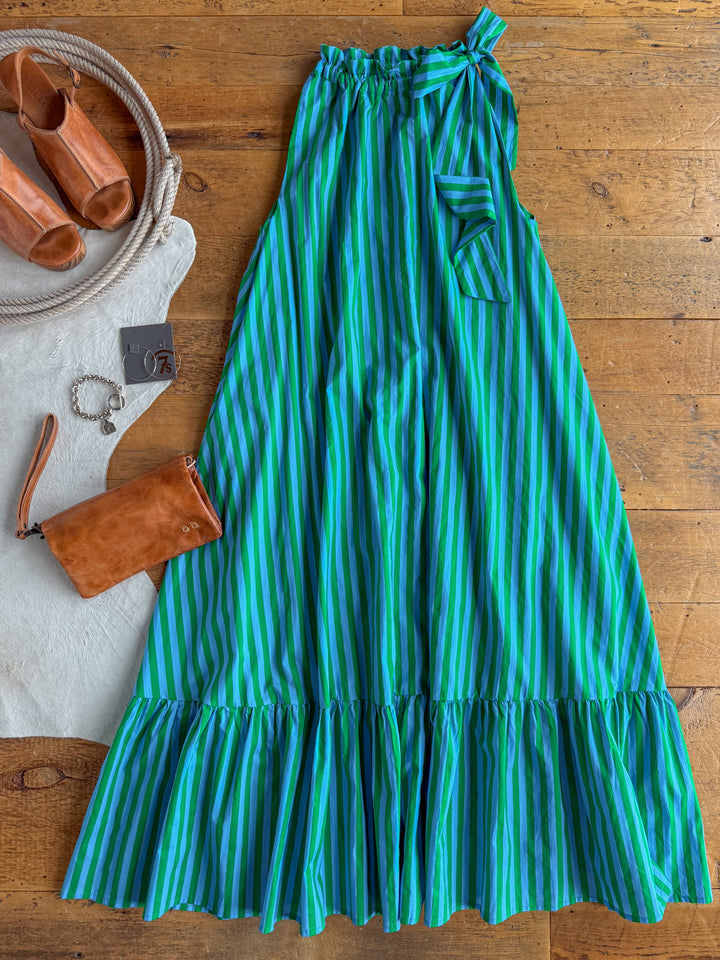 Cortland Striped Halter Neck Dress