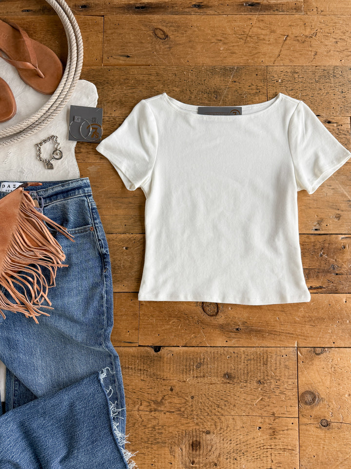 Atwater White Fitted Basic Tee