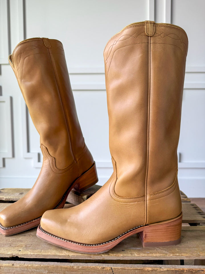 Charlie Camel Stovepipe Leather Boot