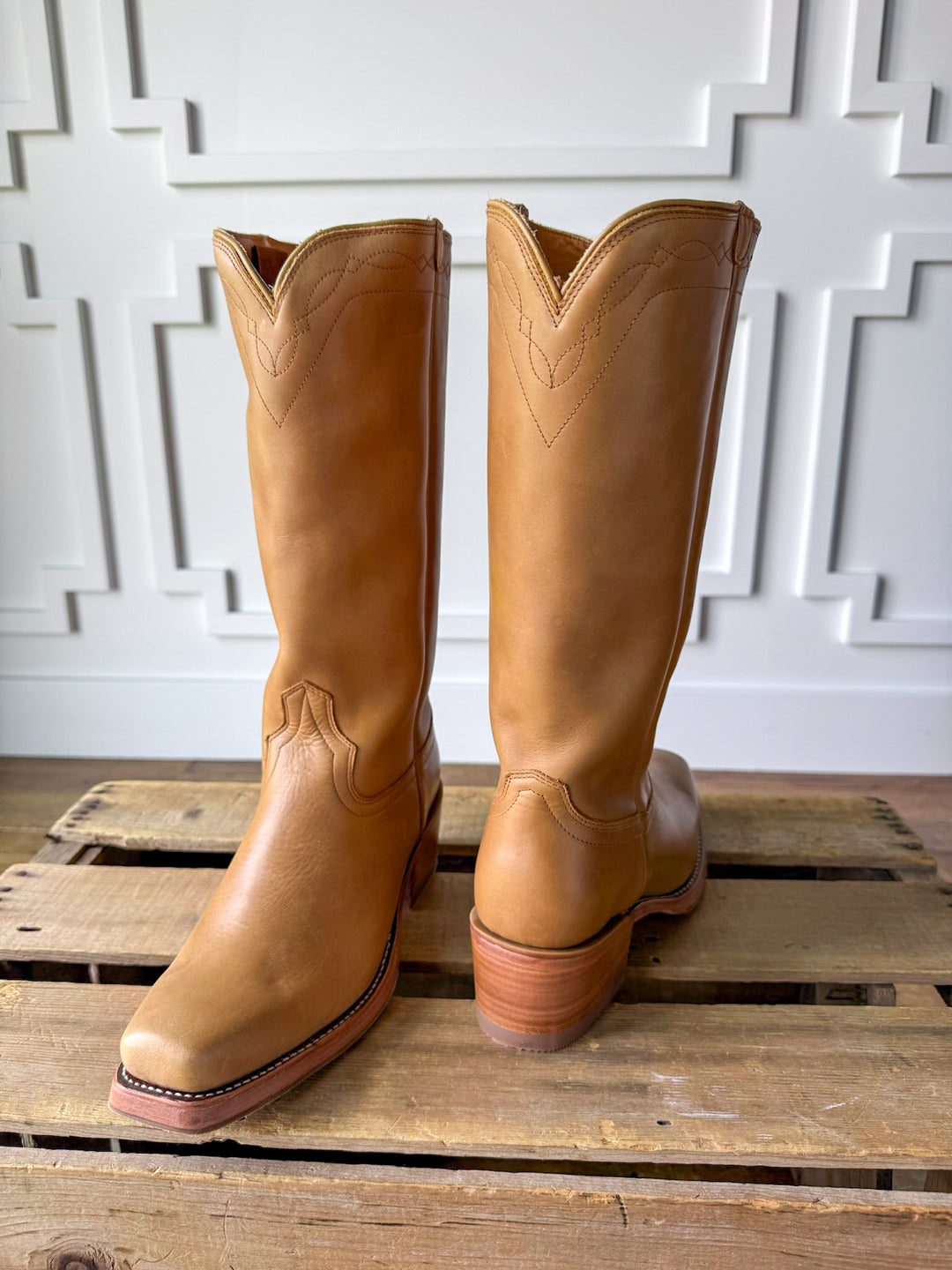 Charlie Camel Stovepipe Leather Boot