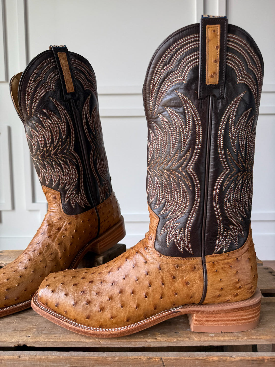 Langdon Ostrich Tan Men's Western Leather Boot