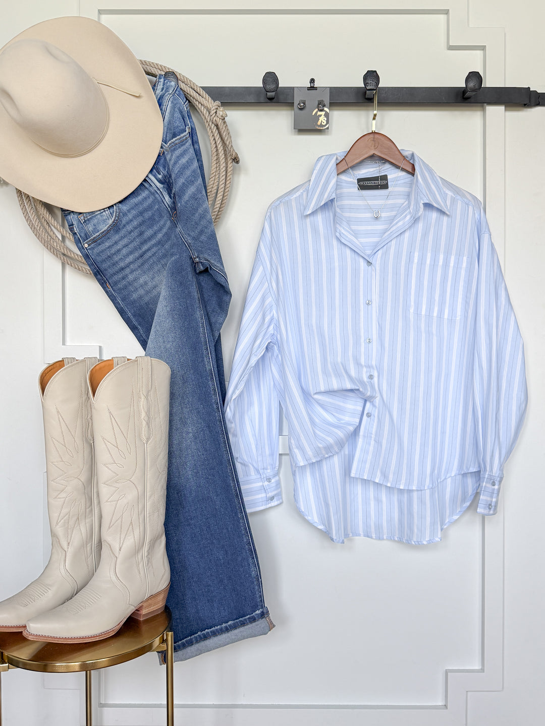 Altavista Striped Button Up Oversized Top