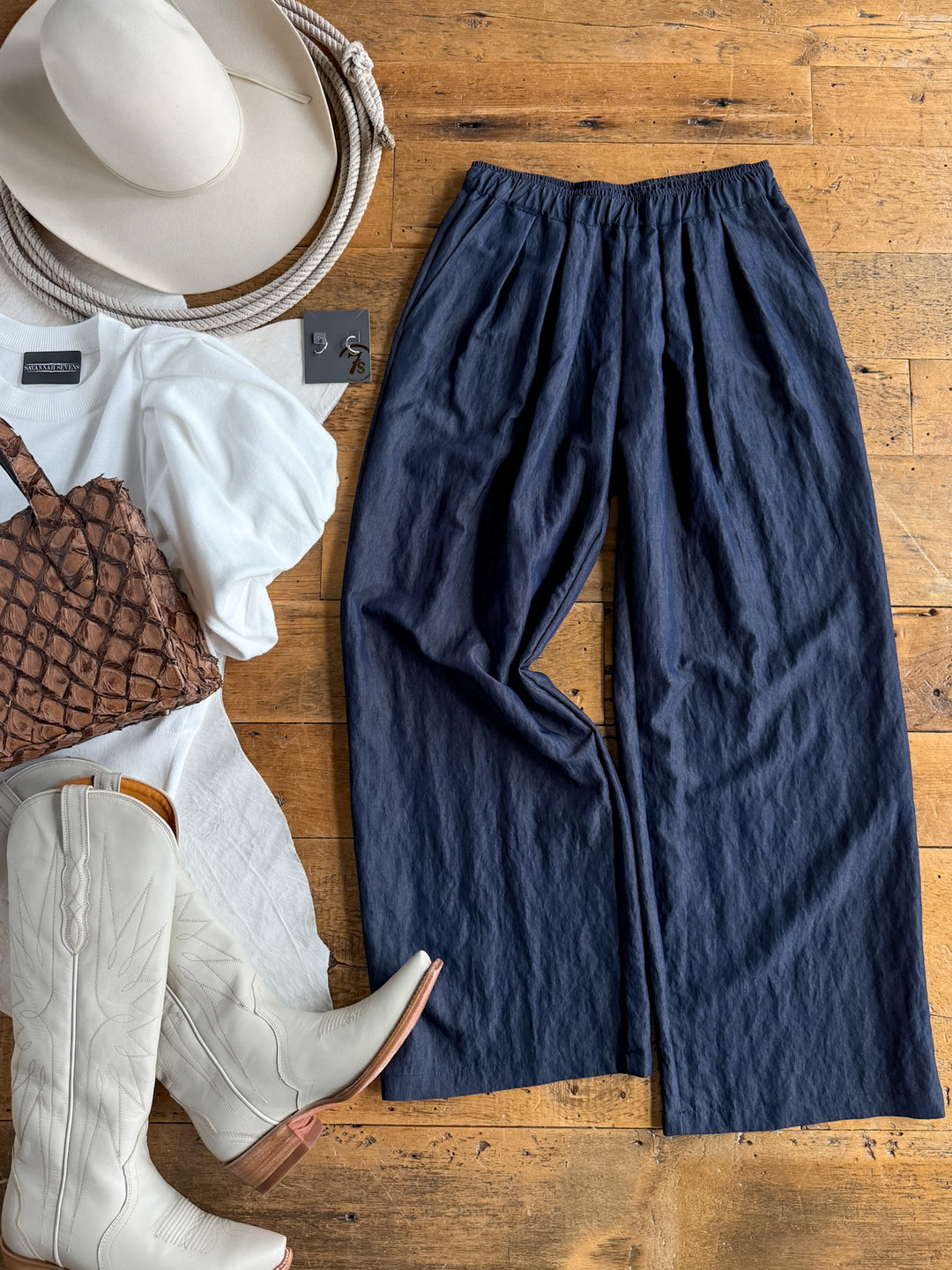 Meridan Dark Denim Wide Leg Pants