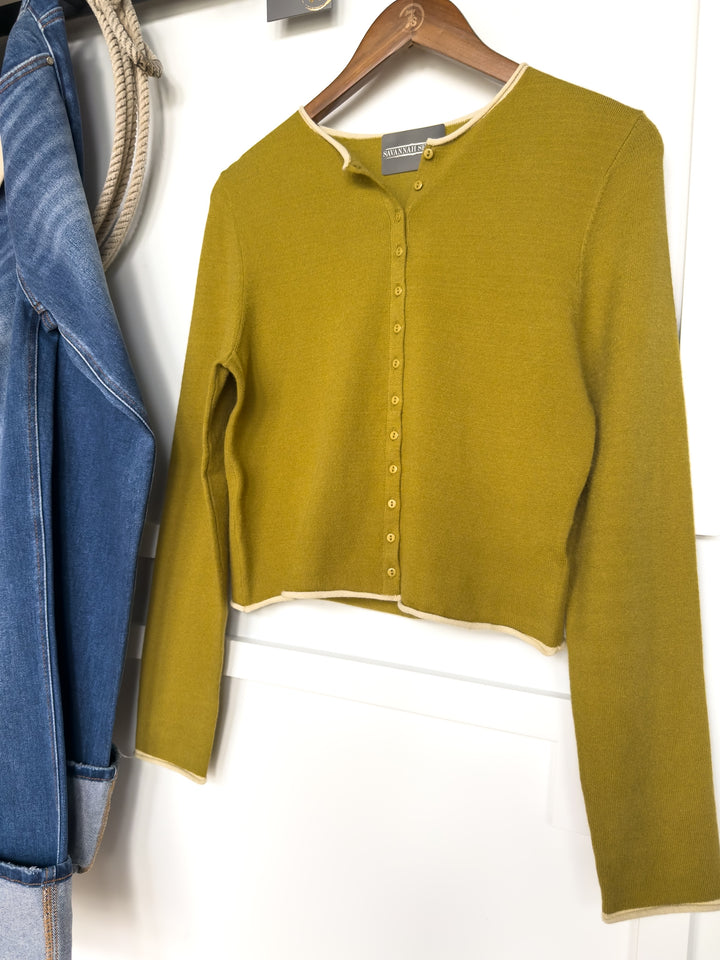 Camargo Chartreuse Button Up Cardigan
