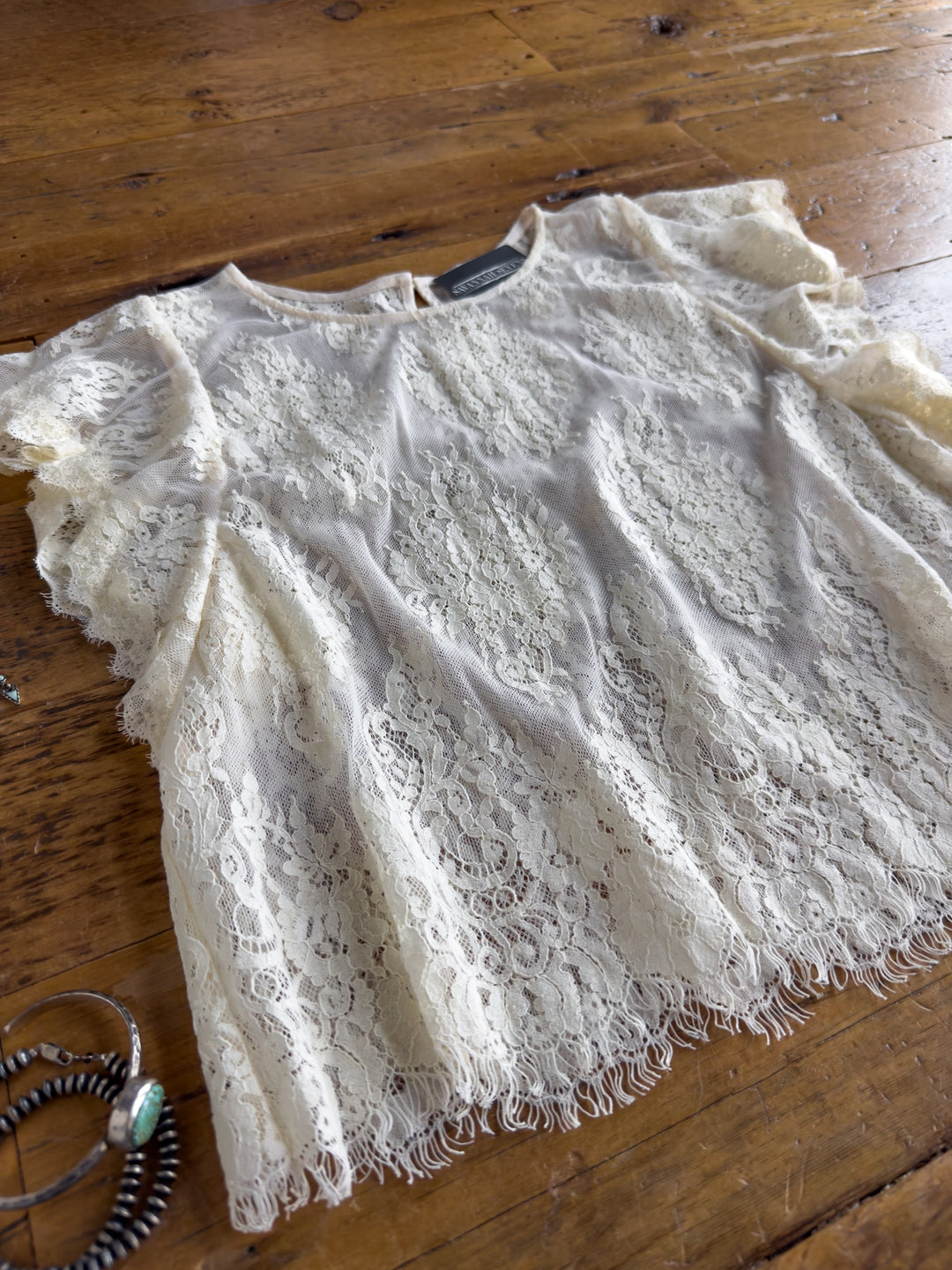 Anniston Natural Lace Crop Top