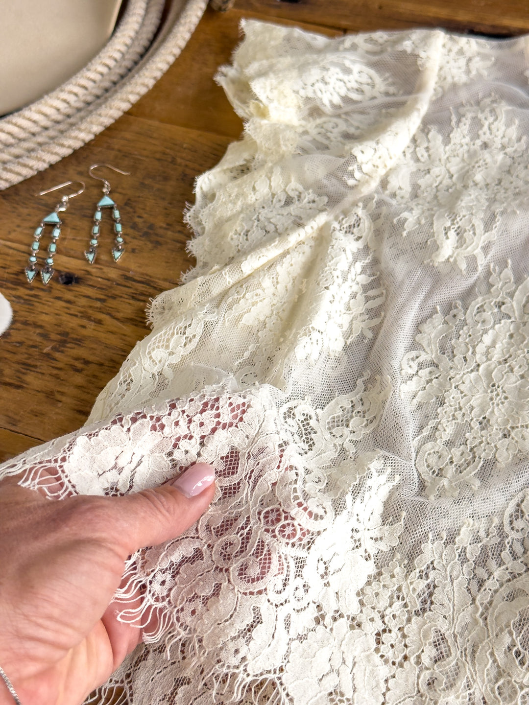 Anniston Natural Lace Crop Top