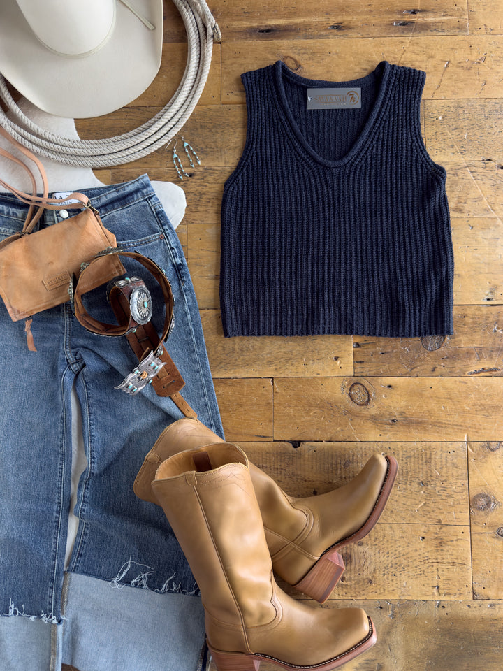 Talco Navy Sleeveless Knit Top