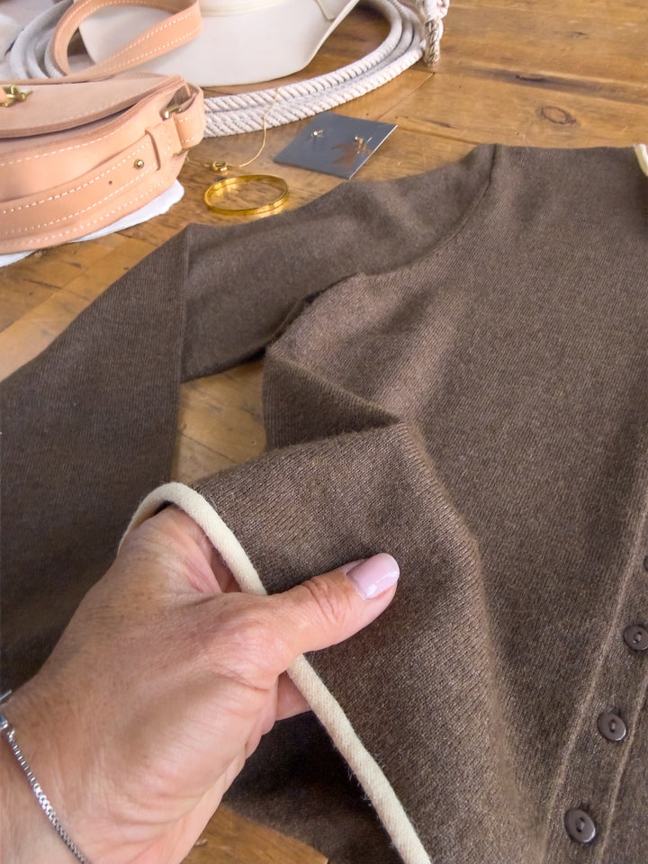 Camargo Brown Button Up Cardigan