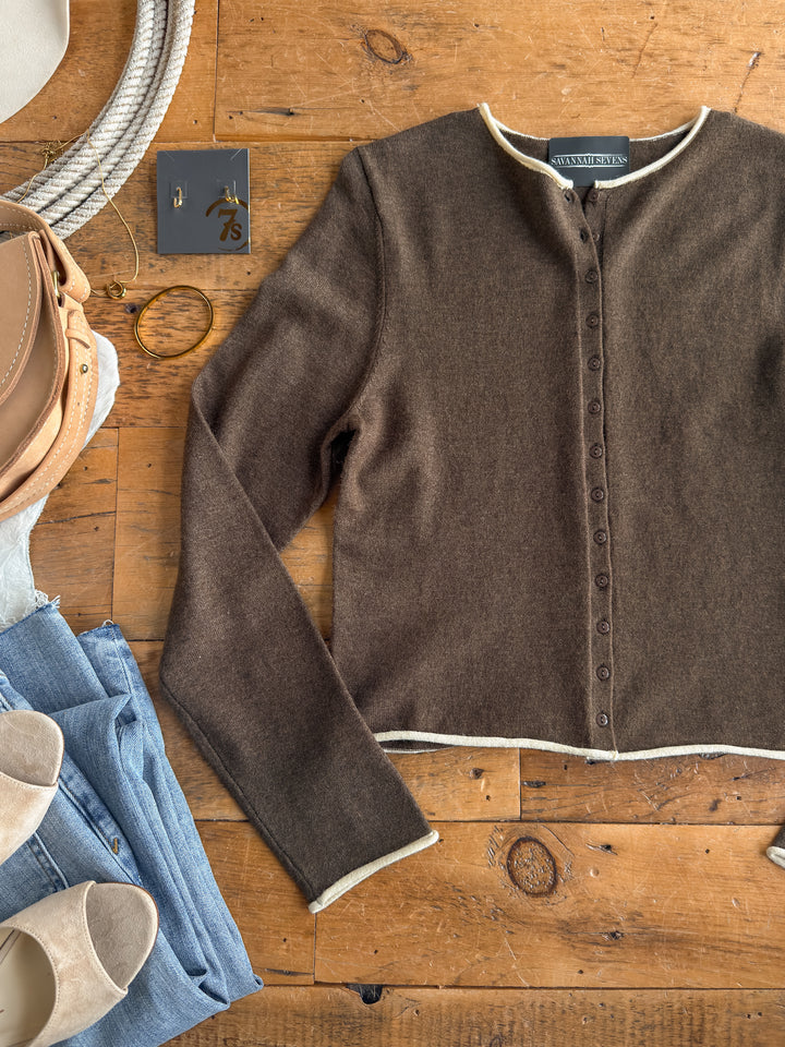 Camargo Brown Button Up Cardigan