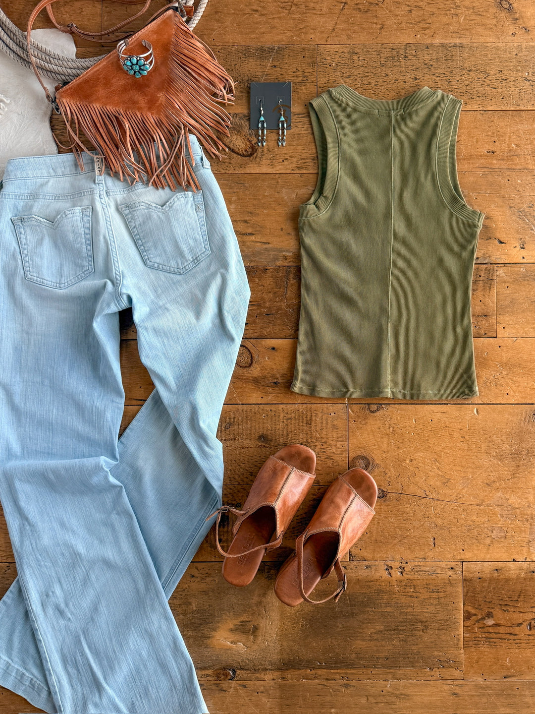 Gentry Olive Ribbed Basic Tank